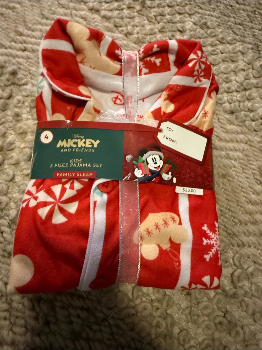 Disney Red Kids size 4 Pajama Set gender neutral mickey mouse nwt